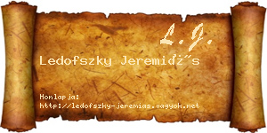 Ledofszky Jeremiás névjegykártya